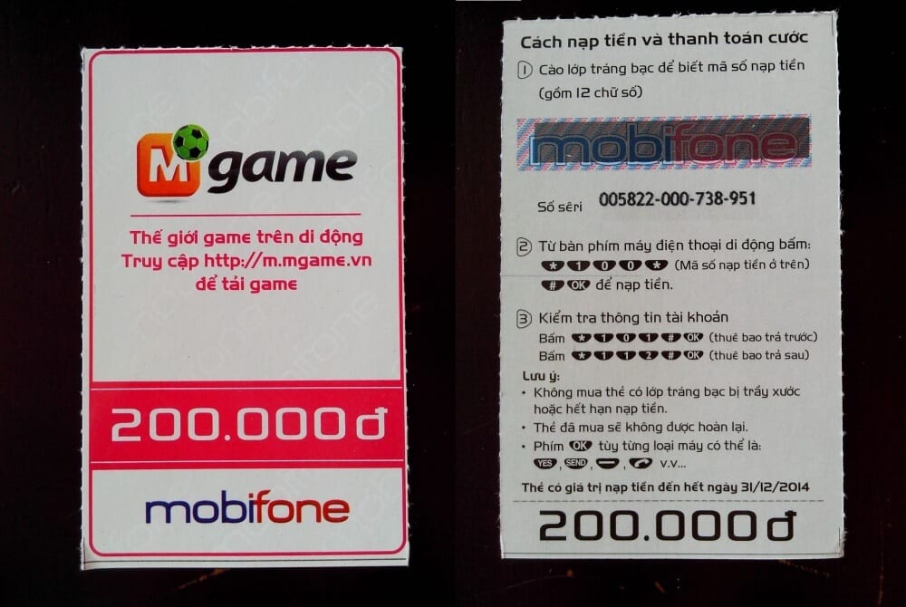 Mobifone scratch card 200.000 vnd